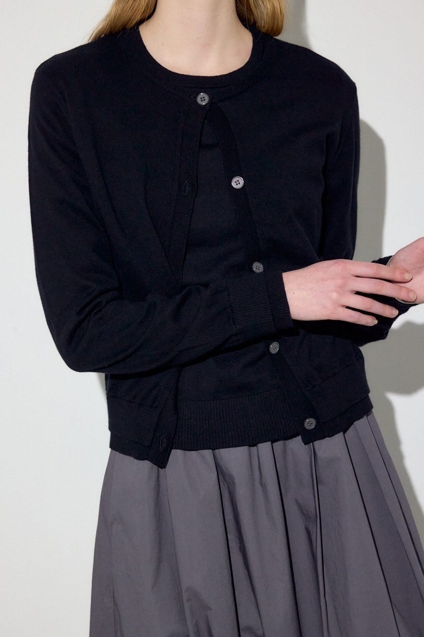 カシミヤミックスレイヤードニットカーディガン BLK S
