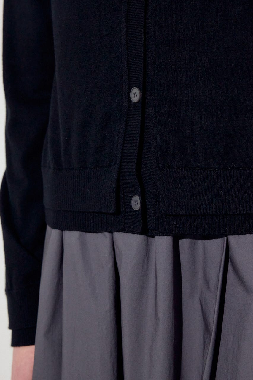 カシミヤミックスレイヤードニットカーディガン BLK S