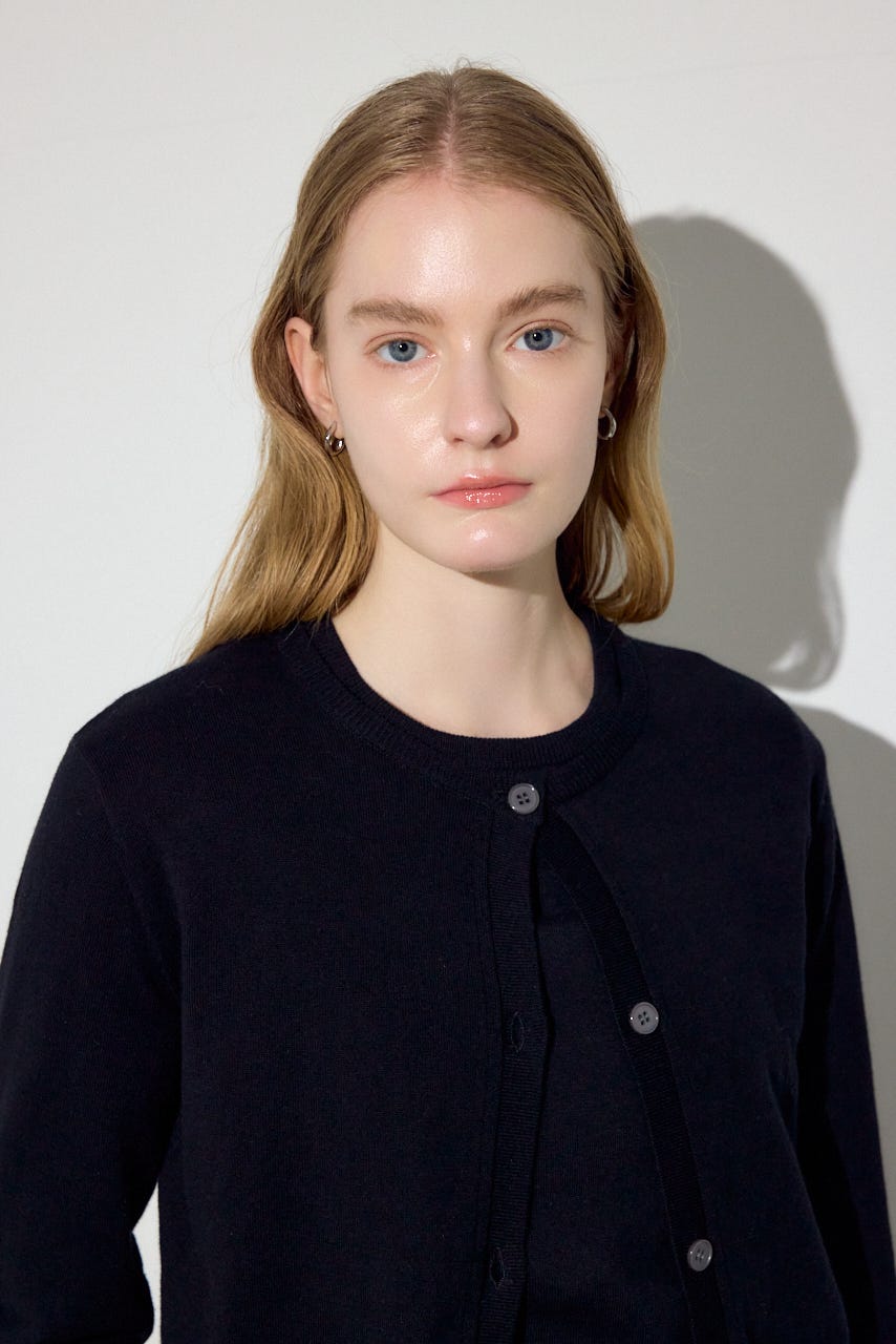 カシミヤミックスレイヤードニットカーディガン BLK S