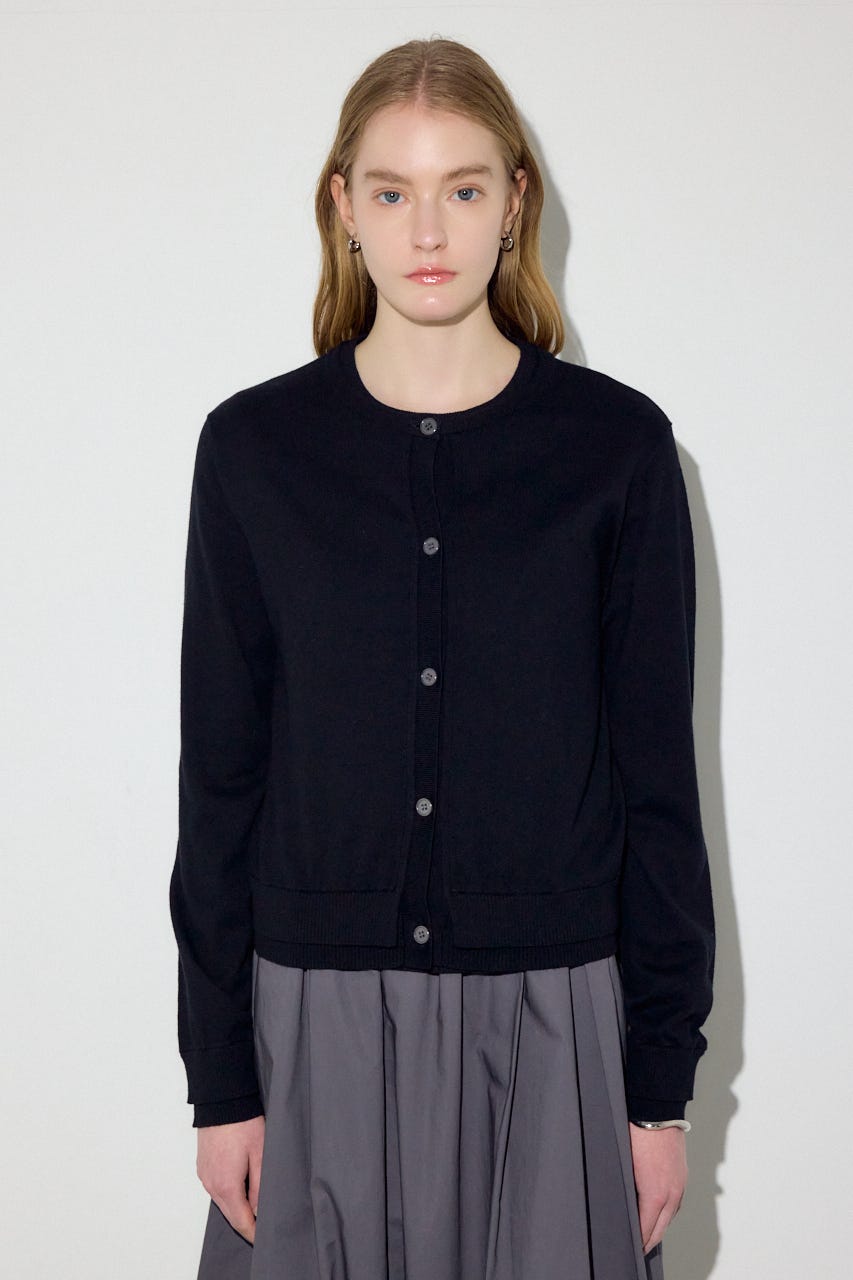 カシミヤミックスレイヤードニットカーディガン BLK S