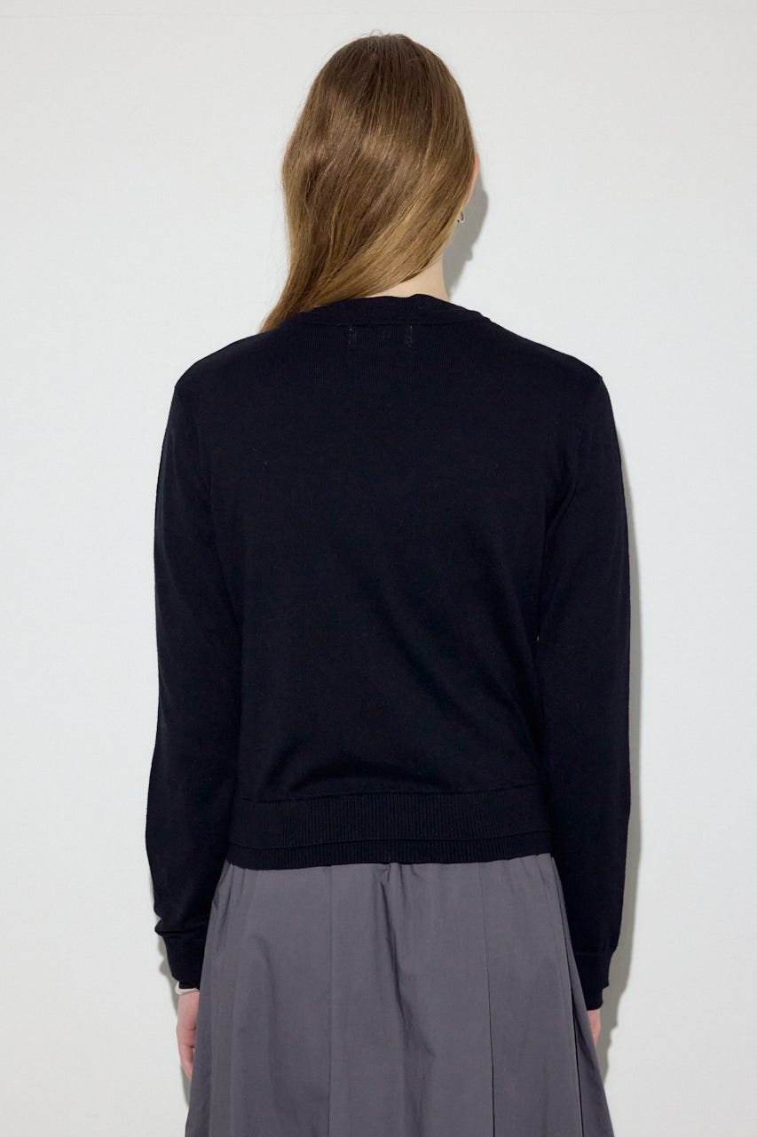 カシミヤミックスレイヤードニットカーディガン BLK S