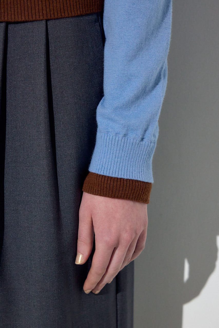 カシミヤミックスレイヤードニットカーディガン L/BLU M