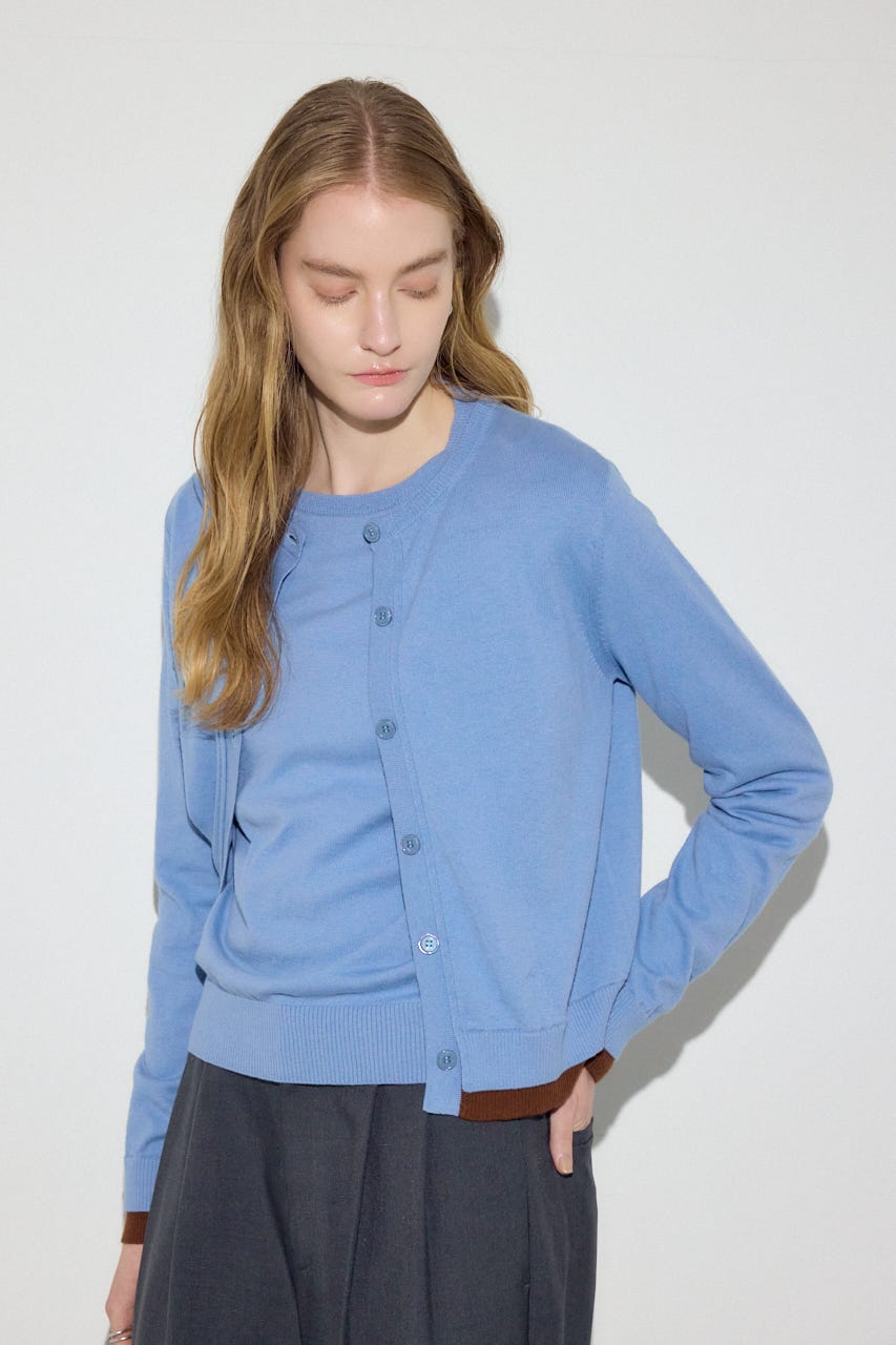 カシミヤミックスレイヤードニットカーディガン L/BLU M