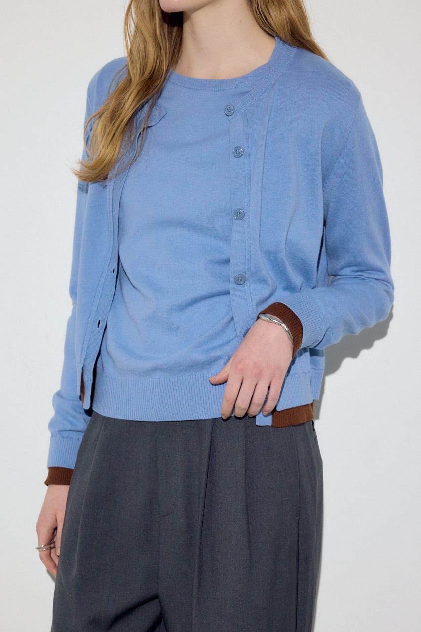 カシミヤミックスレイヤードニットカーディガン L/BLU M