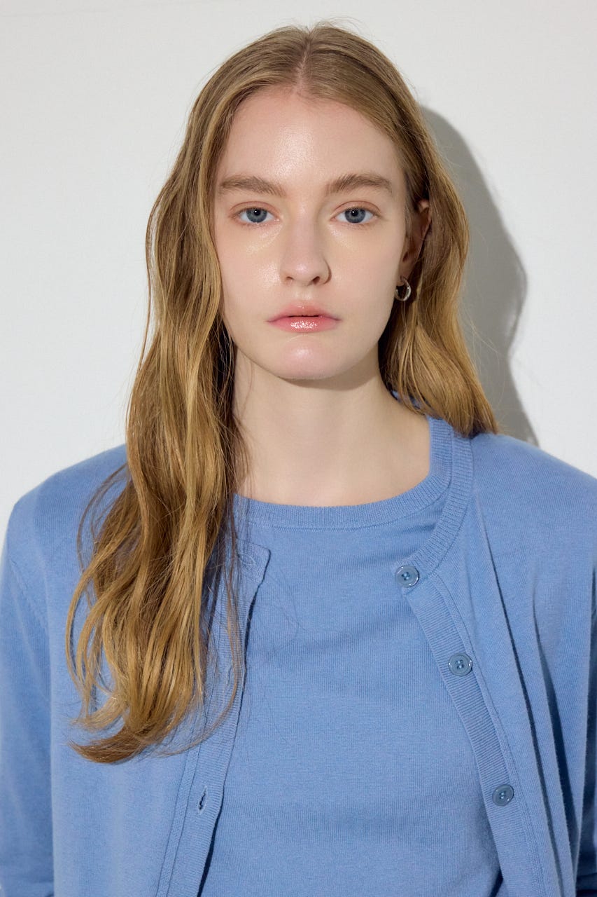 カシミヤミックスレイヤードニットカーディガン L/BLU M