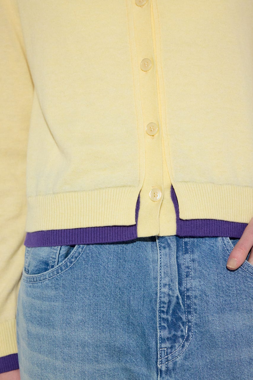 カシミヤミックスレイヤードニットカーディガン L/YEL S