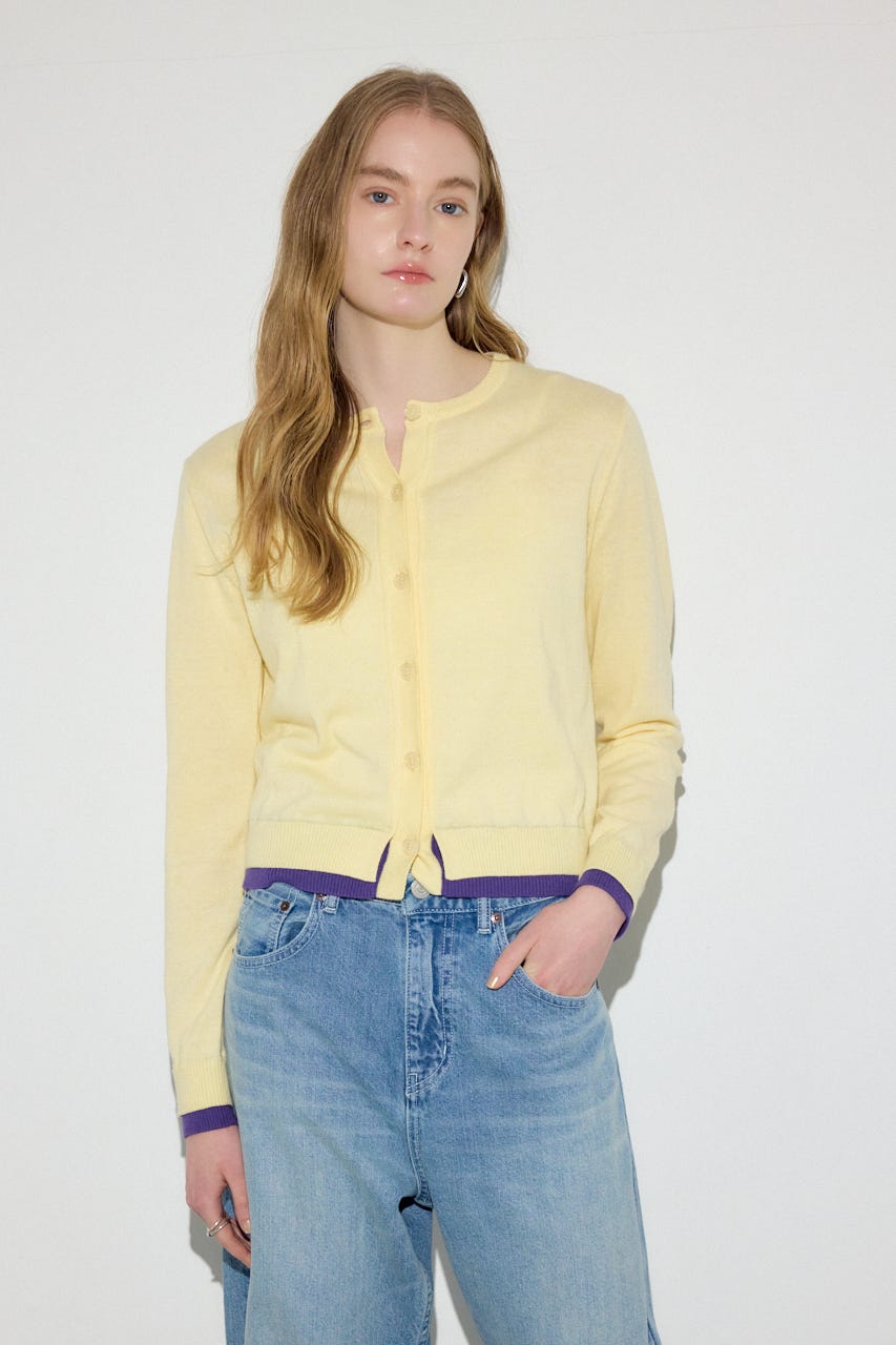 カシミヤミックスレイヤードニットカーディガン L/YEL S