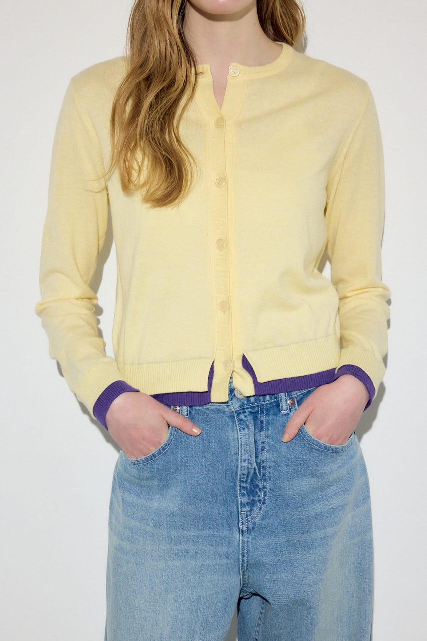 カシミヤミックスレイヤードニットカーディガン L/YEL S