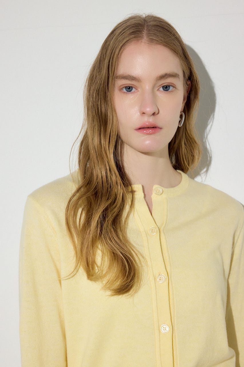 カシミヤミックスレイヤードニットカーディガン L/YEL S