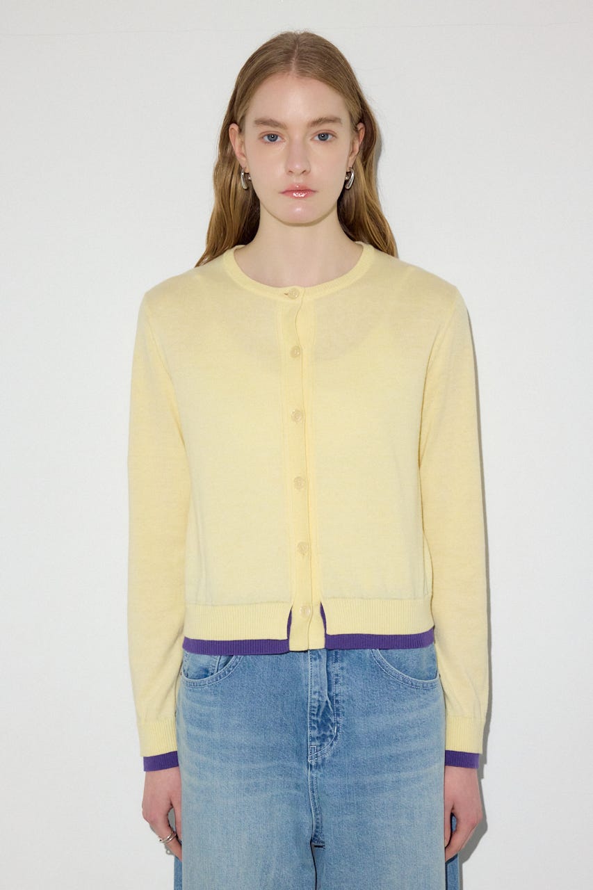 カシミヤミックスレイヤードニットカーディガン L/YEL S