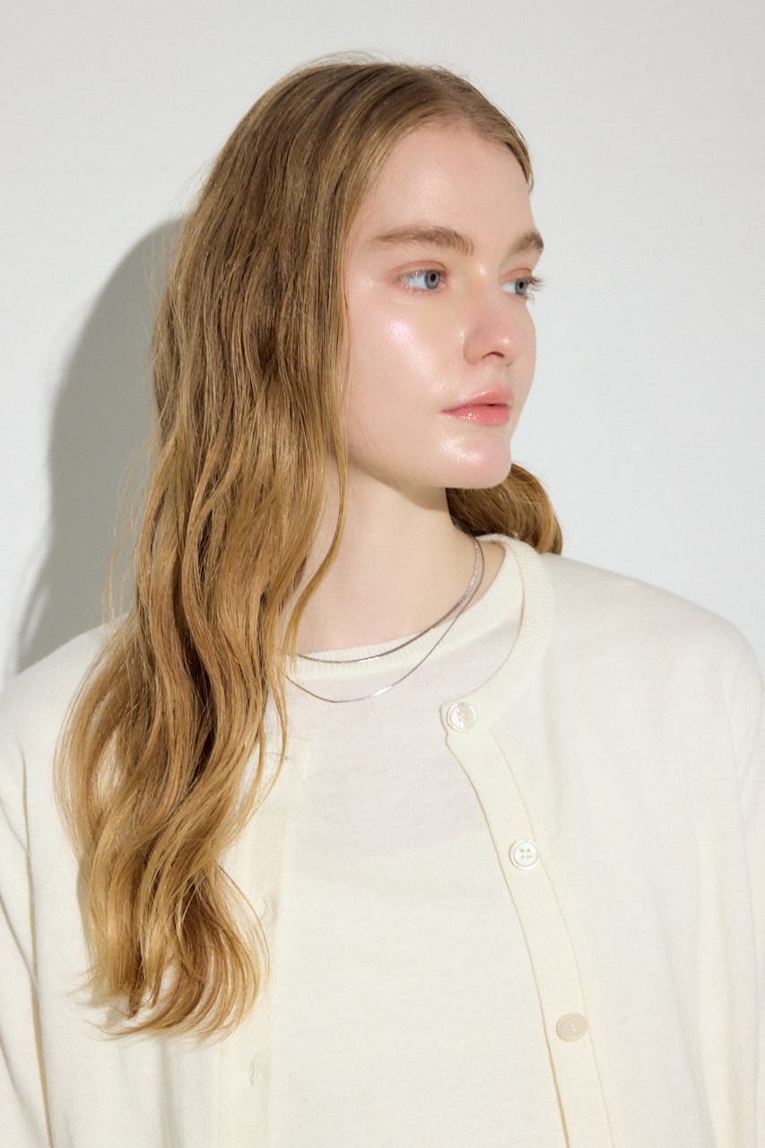 カシミヤミックスレイヤードニットカーディガン O/WHT S