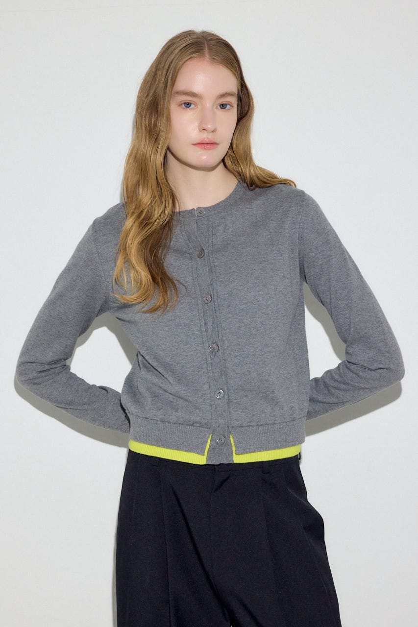 カシミヤミックスレイヤードニットカーディガン T.GRY M