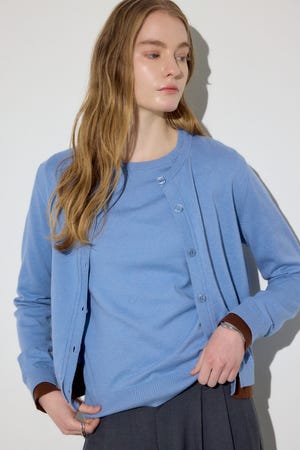 カシミヤミックスレイヤードニットカーディガン