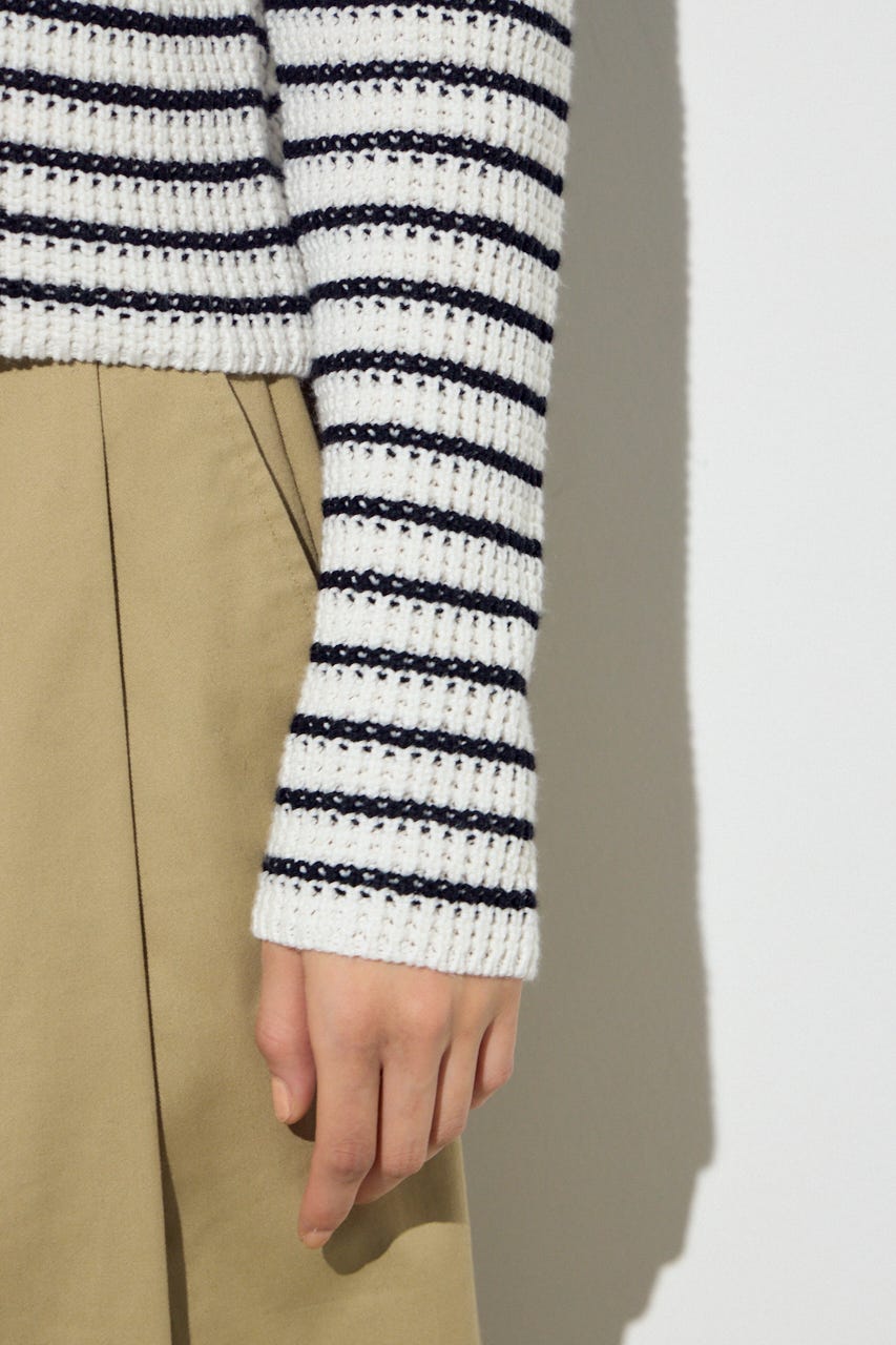 クルーネックツイードライクニットジャケット 柄BLK S