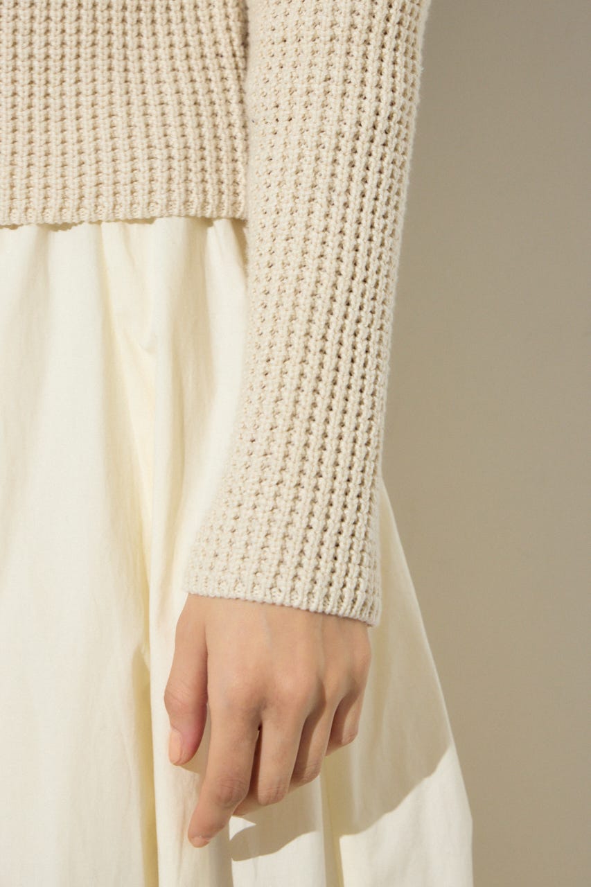 クルーネックツイードライクニットジャケット IVOY M