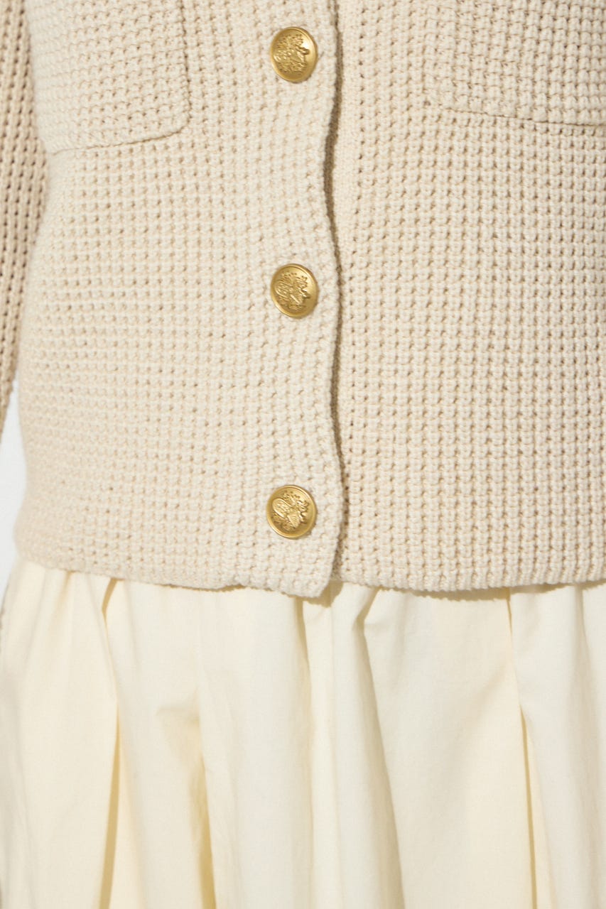 クルーネックツイードライクニットジャケット IVOY M