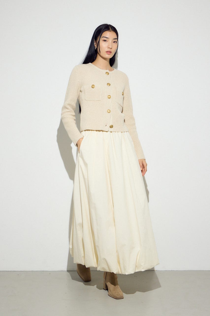 クルーネックツイードライクニットジャケット IVOY M