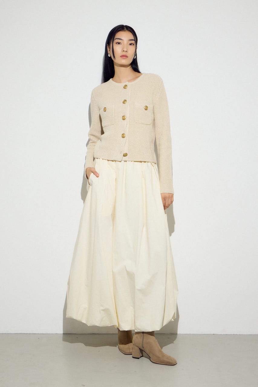 クルーネックツイードライクニットジャケット IVOY M