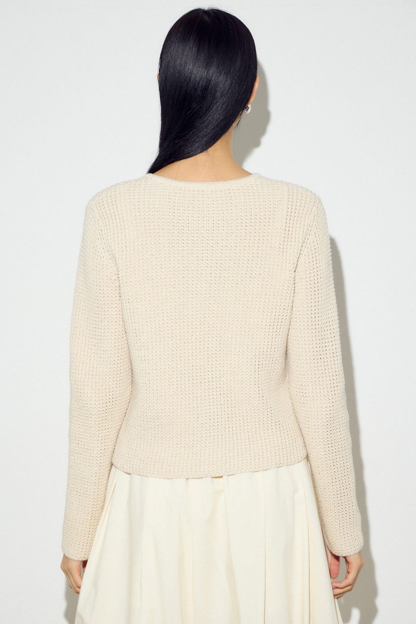 クルーネックツイードライクニットジャケット IVOY M