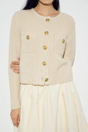 クルーネックツイードライクニットジャケット