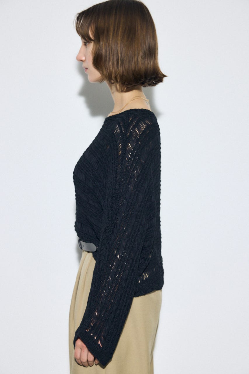 テープヤーンドルマンニットトップス BLK FREE