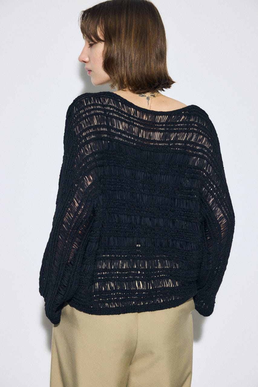 テープヤーンドルマンニットトップス BLK FREE