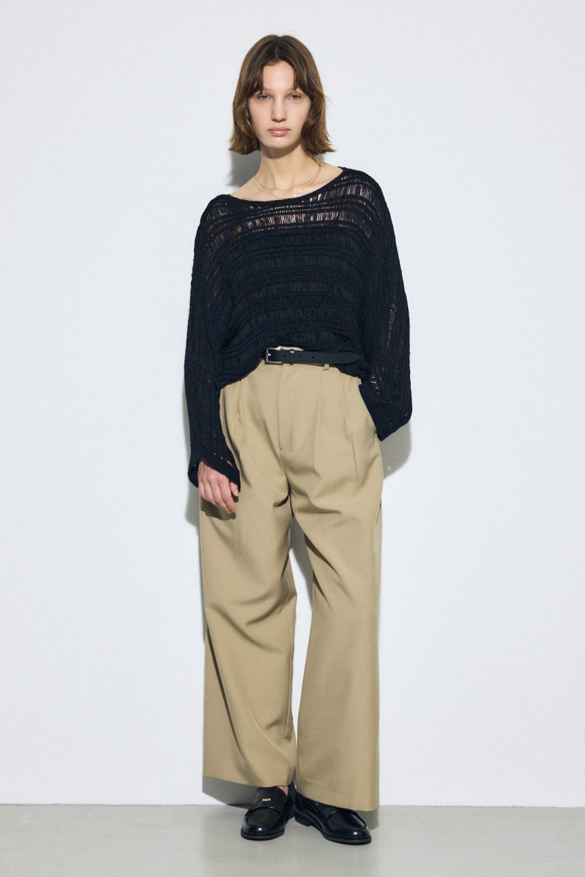 テープヤーンドルマンニットトップス BLK FREE