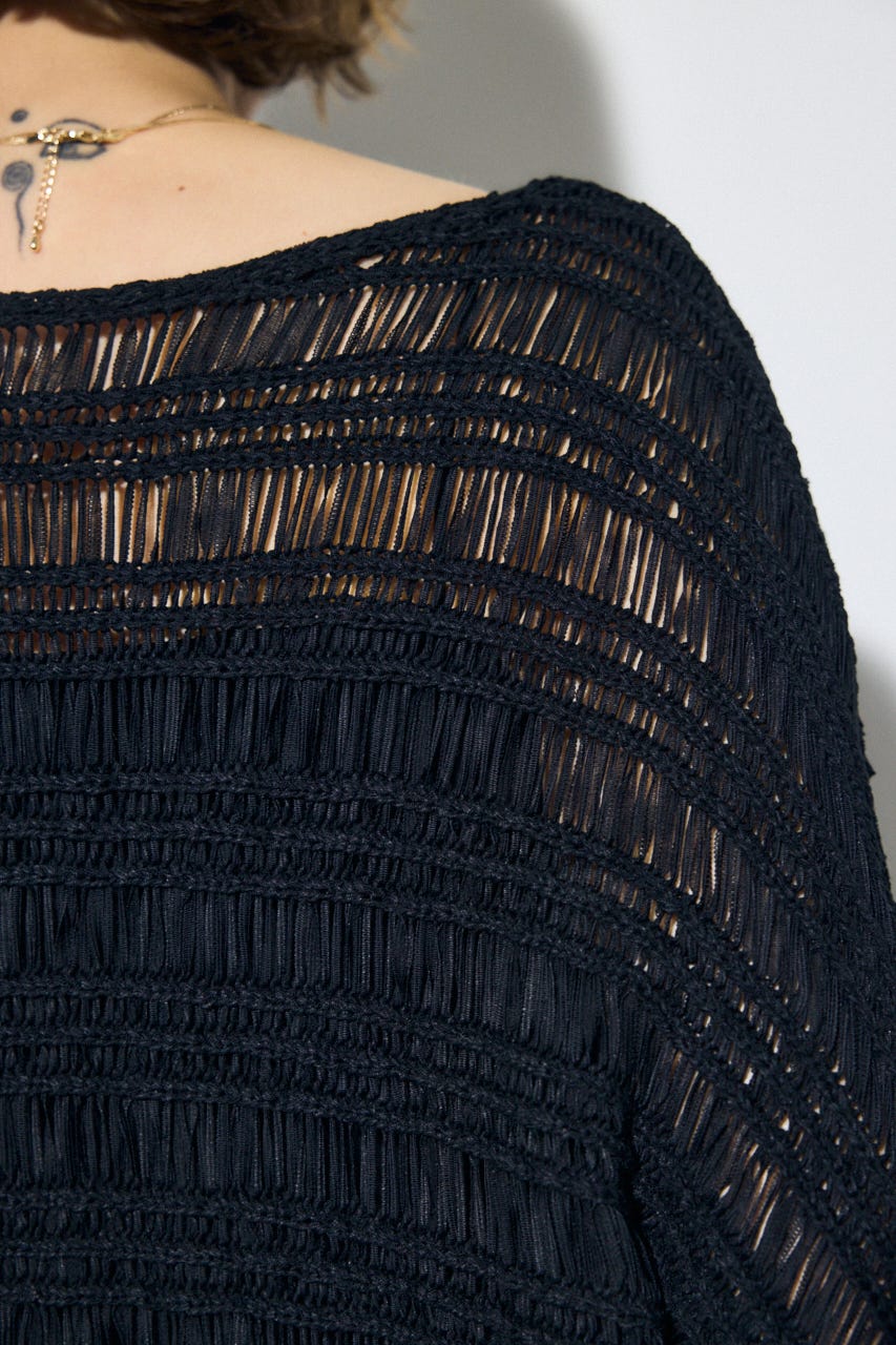 テープヤーンドルマンニットトップス BLK FREE