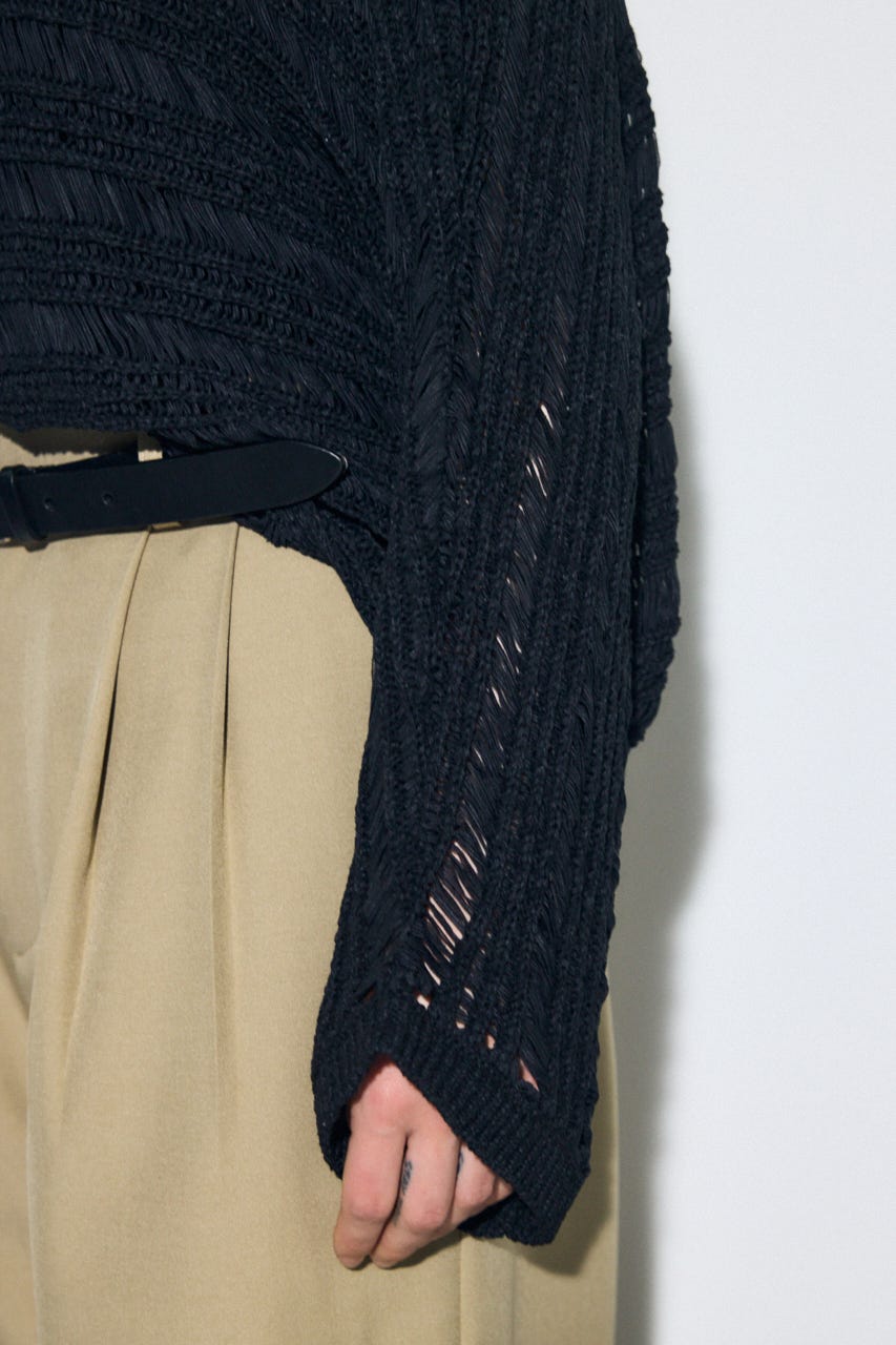 テープヤーンドルマンニットトップス BLK FREE