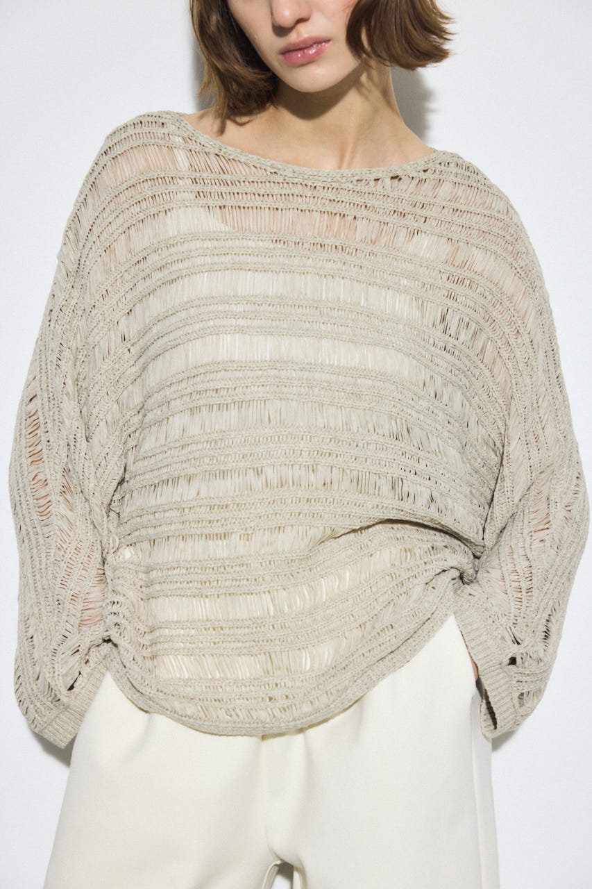 テープヤーンドルマンニットトップス GREIGE FREE