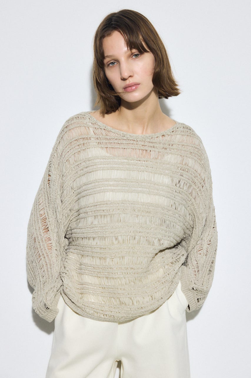 テープヤーンドルマンニットトップス GREIGE FREE