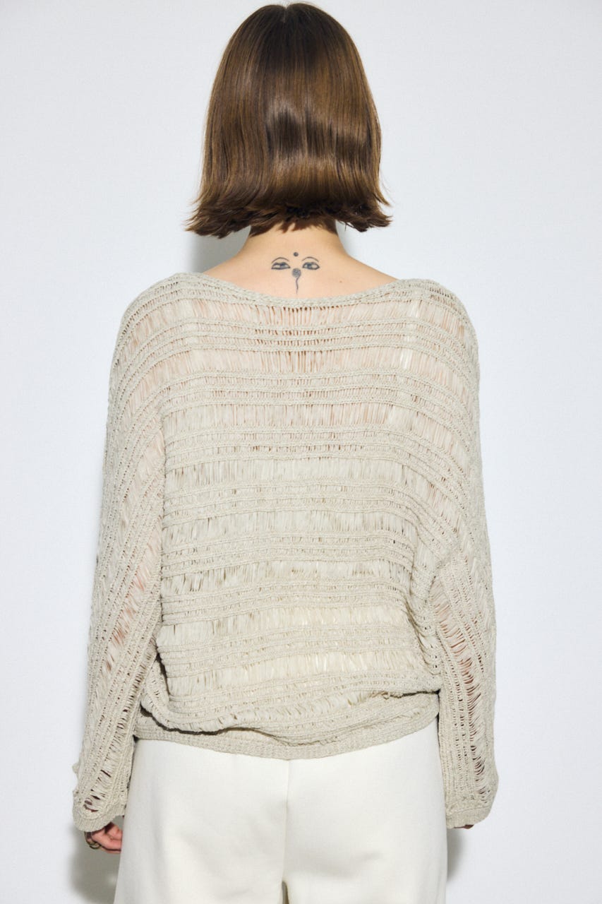 テープヤーンドルマンニットトップス GREIGE FREE