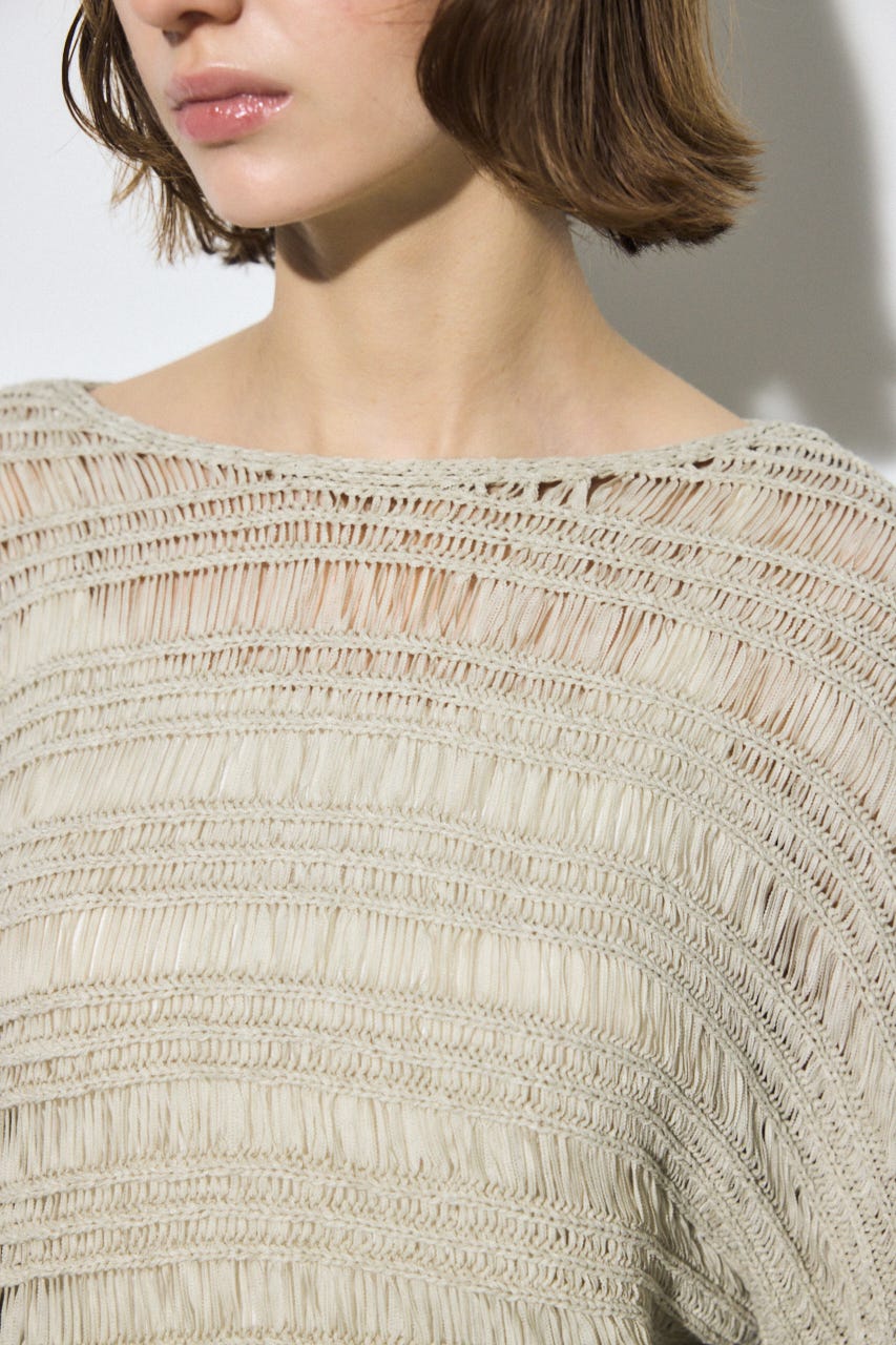 テープヤーンドルマンニットトップス GREIGE FREE