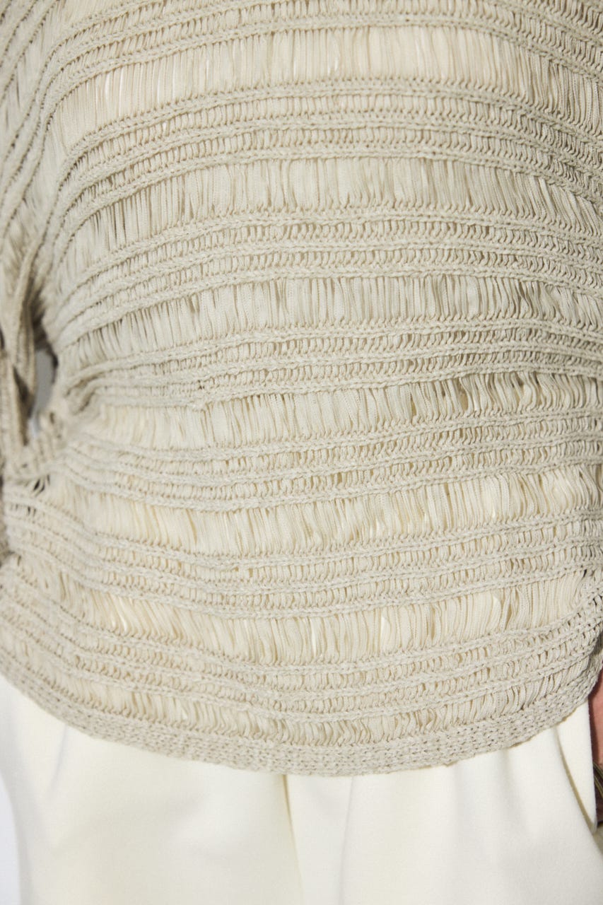 テープヤーンドルマンニットトップス GREIGE FREE