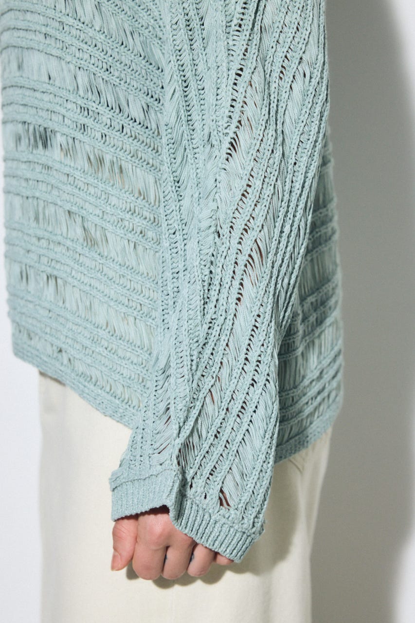 テープヤーンドルマンニットトップス L/BLU FREE