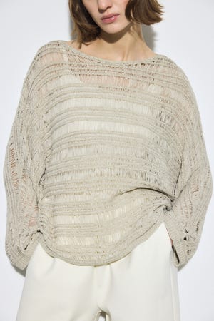 テープヤーンドルマンニットトップス