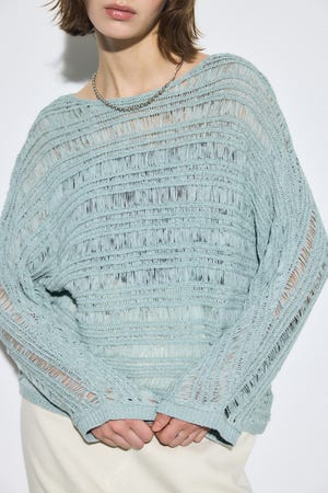 テープヤーンドルマンニットトップス