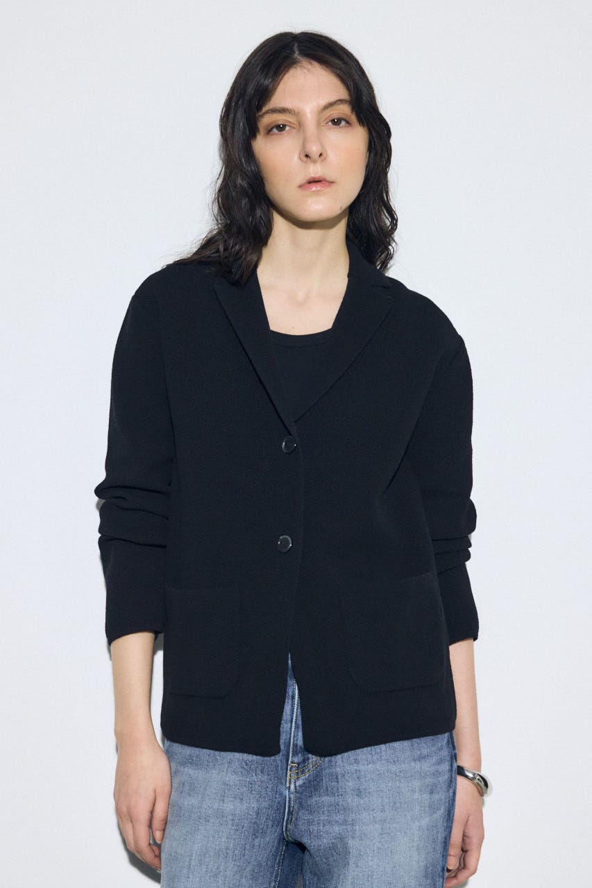 ニットテーラードジャケット BLK M