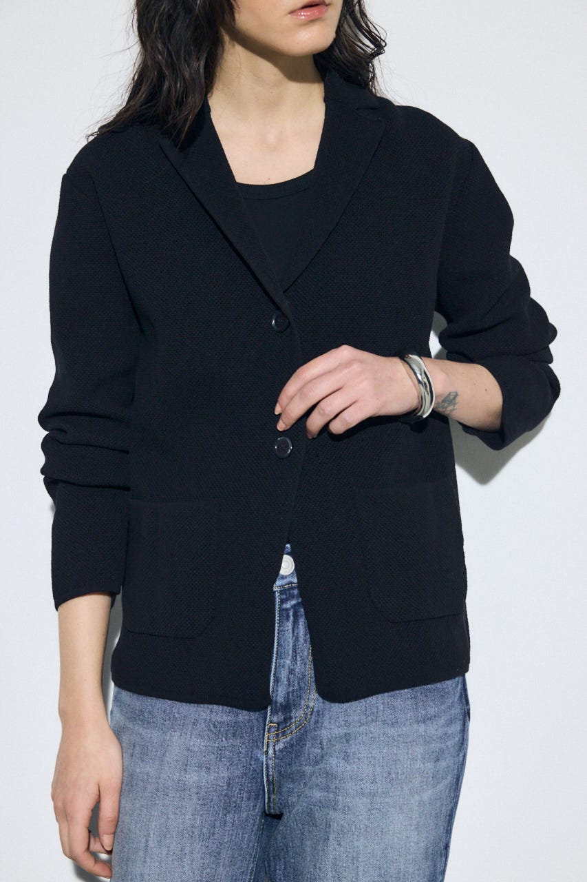 ニットテーラードジャケット BLK M
