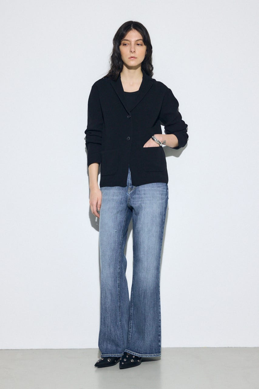 ニットテーラードジャケット BLK M