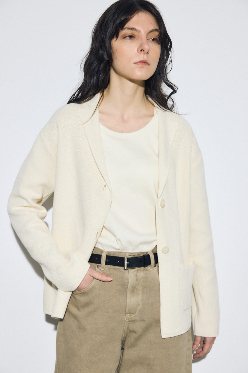 ニットテーラードジャケット O/WHT M