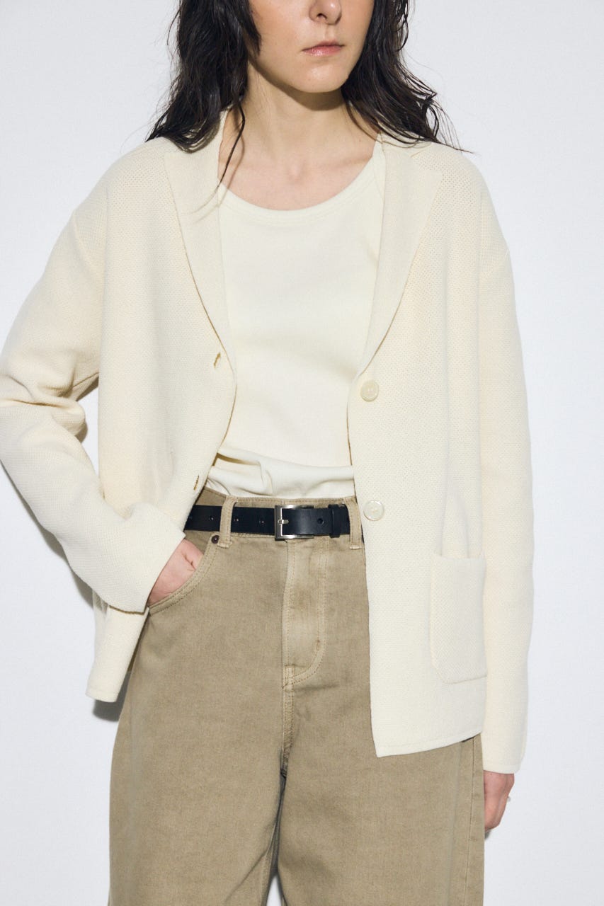 ニットテーラードジャケット O/WHT M