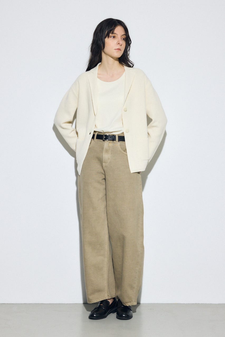 ニットテーラードジャケット O/WHT M