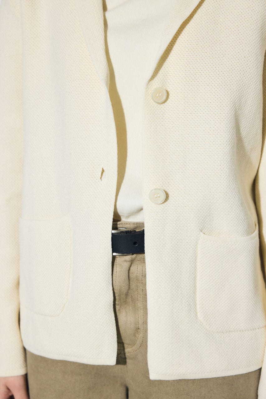 ニットテーラードジャケット O/WHT M