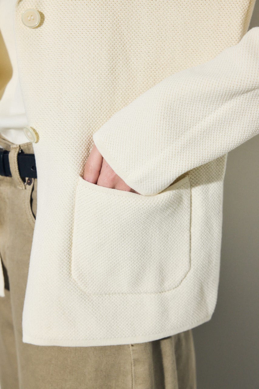 ニットテーラードジャケット O/WHT M