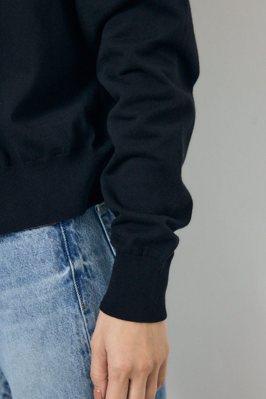 Vネックベーシックニットカーディガン BLK FREE