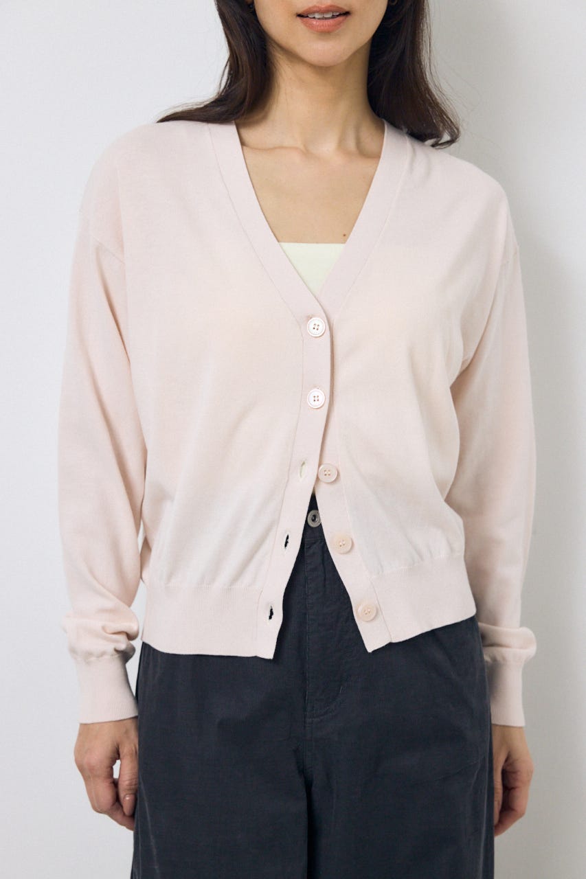 Vネックベーシックニットカーディガン L/PNK FREE