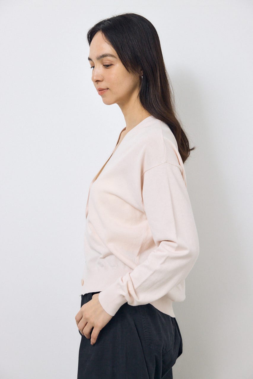 Vネックベーシックニットカーディガン L/PNK FREE