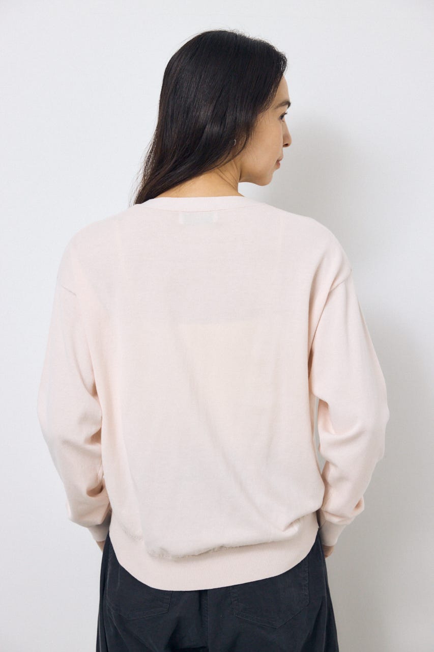 Vネックベーシックニットカーディガン L/PNK FREE