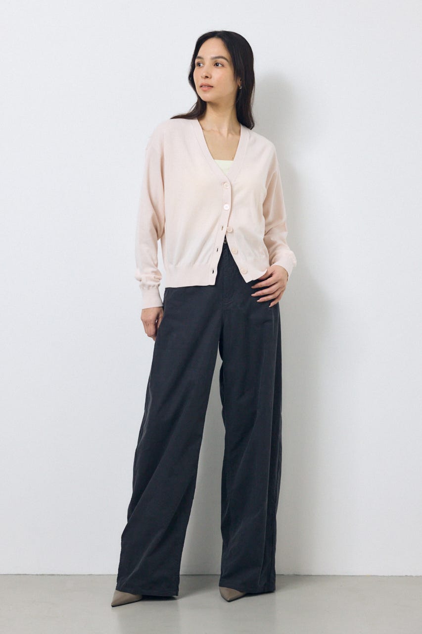 Vネックベーシックニットカーディガン L/PNK FREE